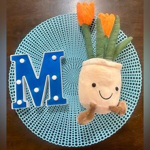 Tulip Plush Toy, 13" Orange Tulip Flower Pot Stuffed Throw Plushie